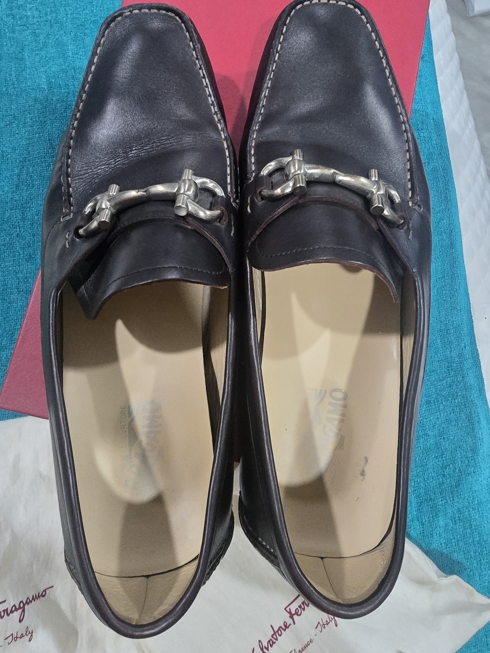 Salvatore Ferragamo Dark Brown Leather Bit Slip-On Loafers
